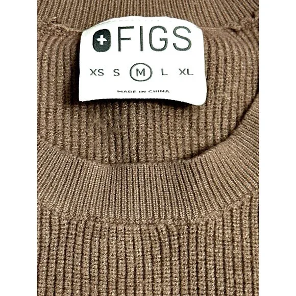 Figs Size Medium Tan Brown Ribbed Pocket Sweater Minimalist City Casual Style - Picture 8 of 12